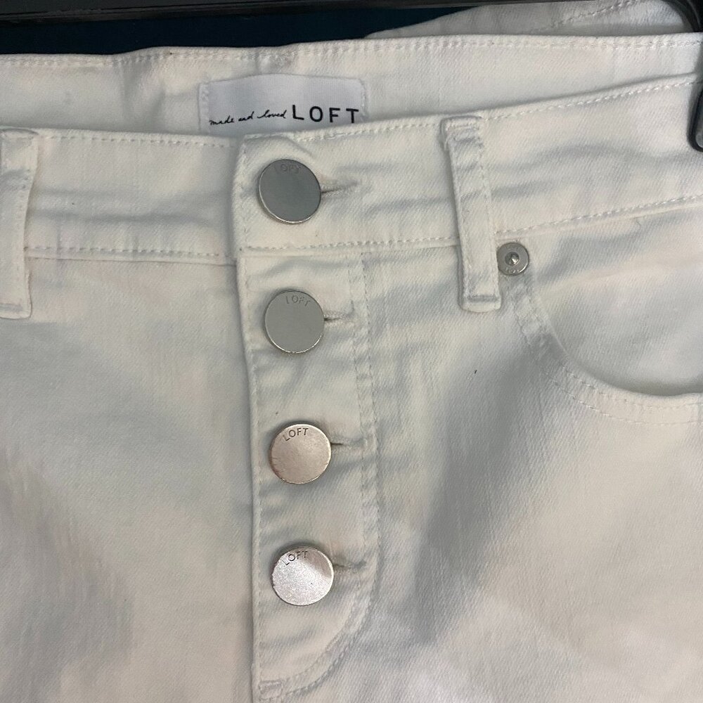 Loft White Five Button Straight Jeans - image 7